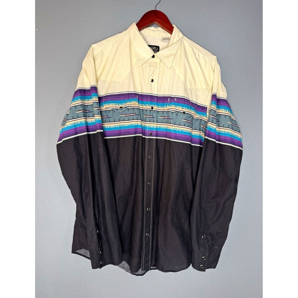 Roper Vintage Shirt Mens XL Southwest Pearl Snap Western Cowboy Cotton Aztec